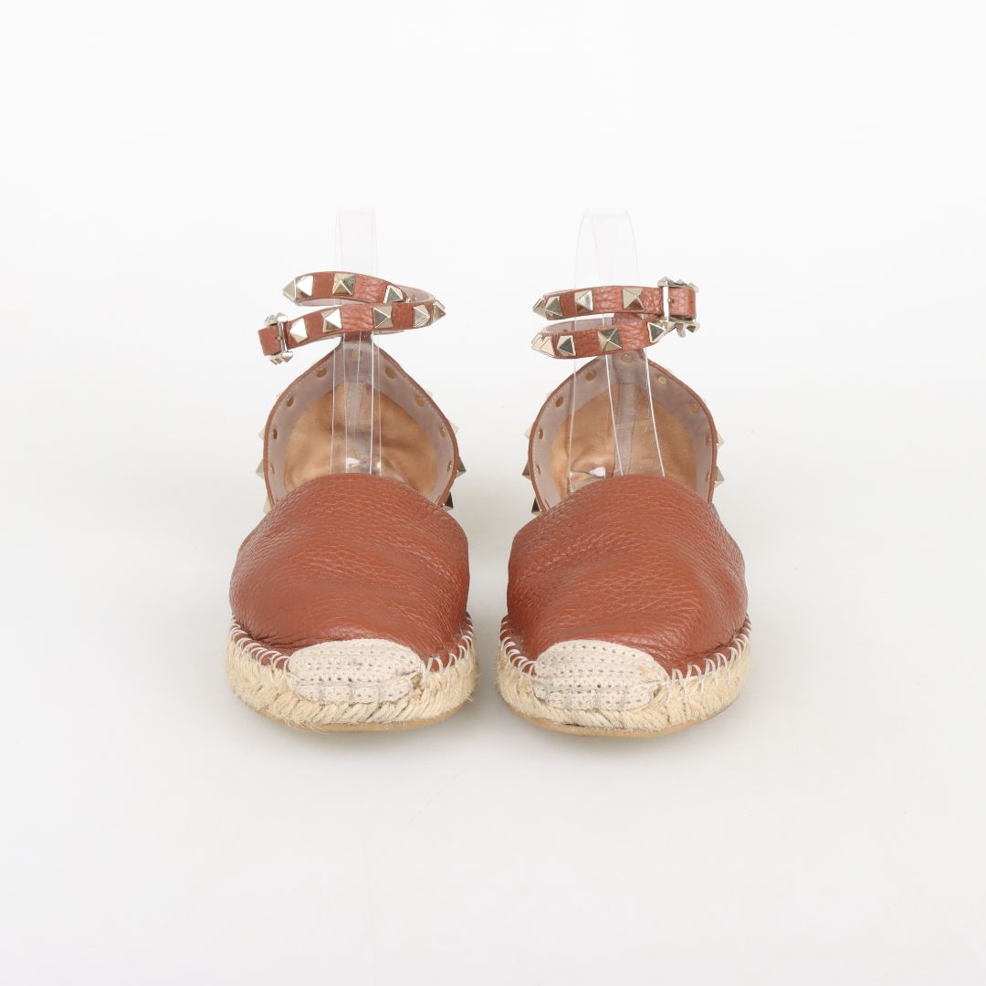 Valentino Rockstud Leather D'orsay Espadrilles Size 36