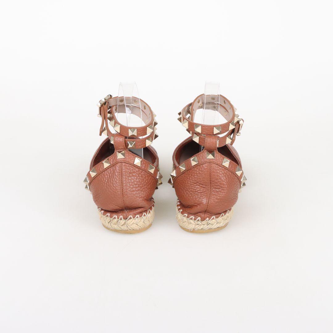 Valentino Rockstud Leather D'orsay Espadrilles Size 36