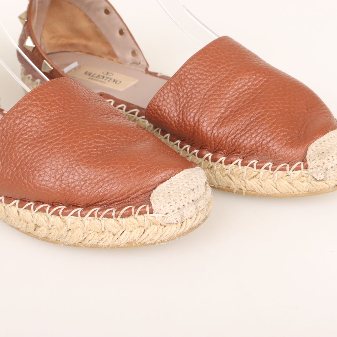 Valentino Rockstud Leather D'orsay Espadrilles Size 36