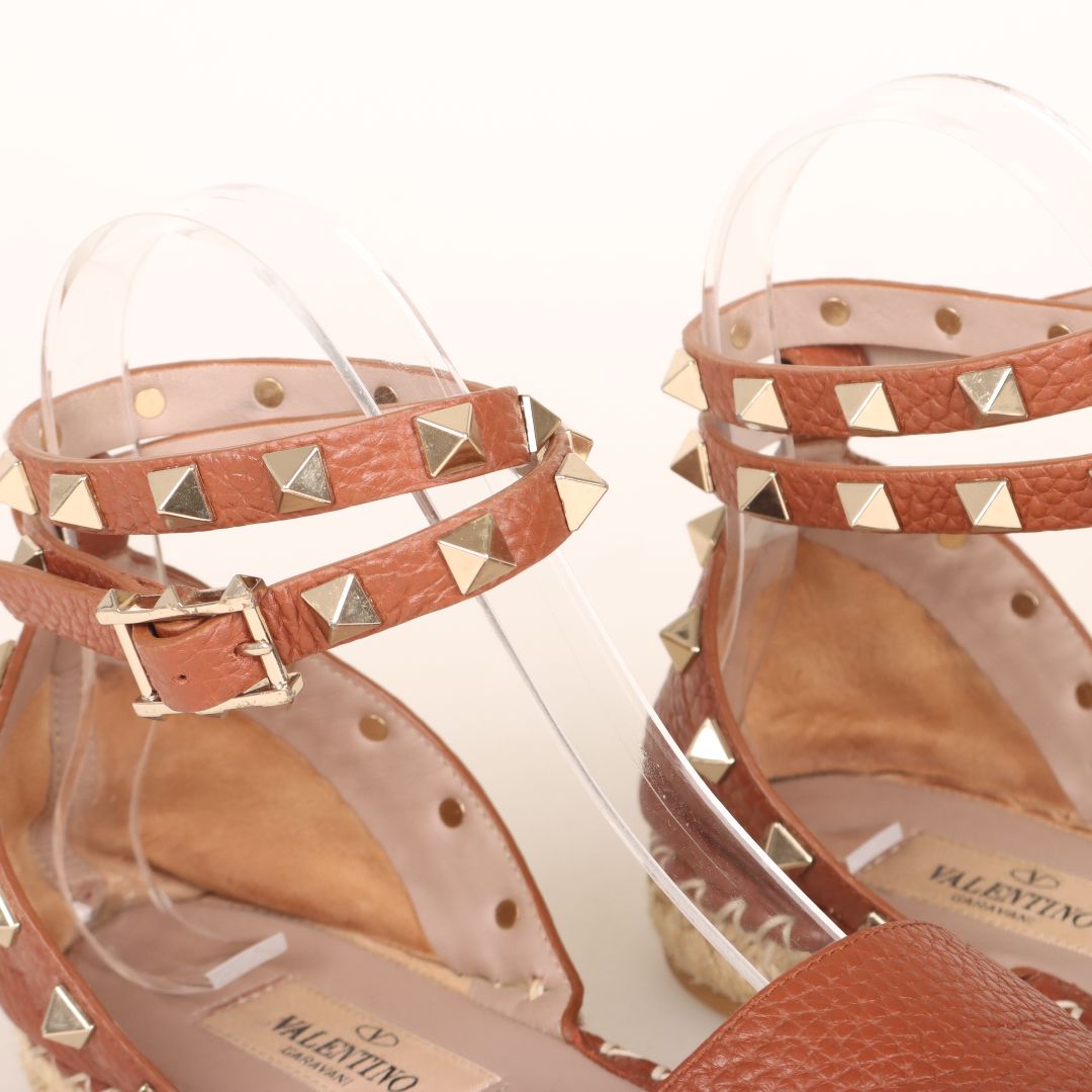 Valentino Rockstud Leather D'orsay Espadrilles Size 36