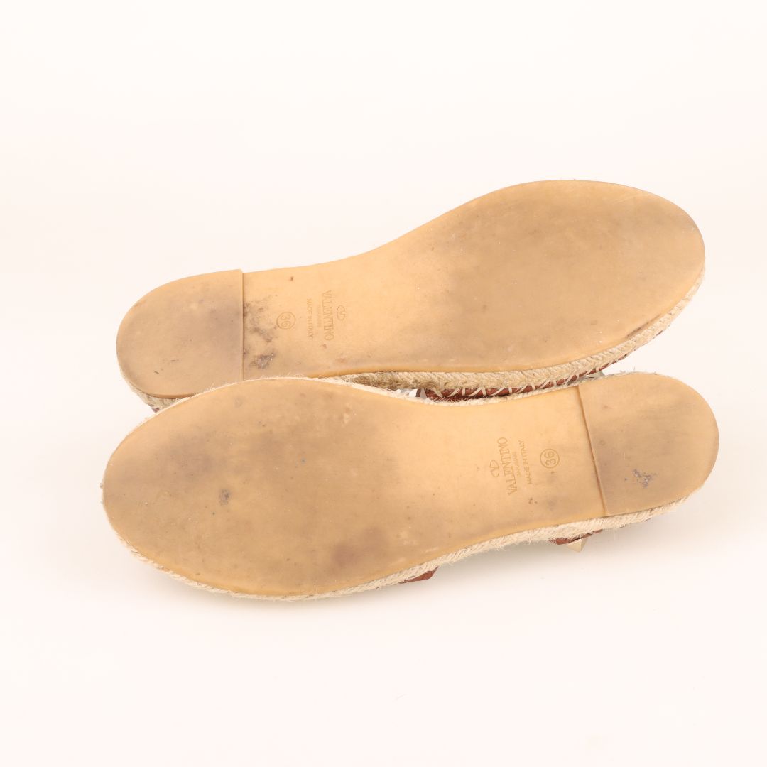 Valentino Rockstud Leather D'orsay Espadrilles Size 36