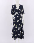 Ganni Floral Wrap Midi Dress Size 38 | AU 10