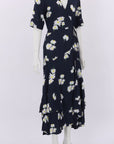 Ganni Floral Wrap Midi Dress Size 38 | AU 10