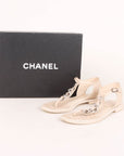 Chanel Interlocking Logo Leather Chain Sandals Size 38