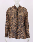 Nili Lotan Silk Leopard Print Top Size M