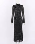 Self Portrait Rhinestone Mesh Midi Dress Size 8