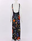 Silk Laundry 'Lost Flowers' Deco Ruched Silk Dress Size Medium