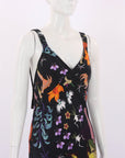 Silk Laundry 'Lost Flowers' Deco Ruched Silk Dress Size Medium