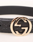 Gucci Leather Interlocking GG Buckle Belt 95cm