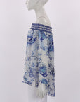 Camilla 'Cards From The Coast' Off The Shoulder Shirred Blouse Size Small