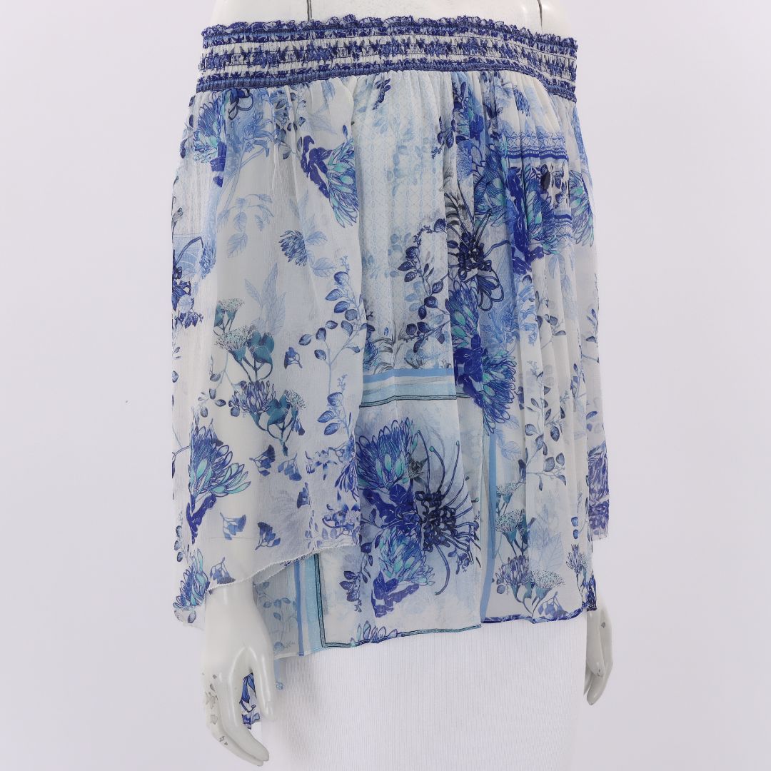Camilla 'Cards From The Coast' Off The Shoulder Shirred Blouse Size Small