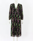 Ba&Sh Gathered Metallic Chiffon Midi Dress Size 2