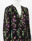 Ba&Sh Gathered Metallic Chiffon Midi Dress Size 2