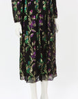 Ba&Sh Gathered Metallic Chiffon Midi Dress Size 2