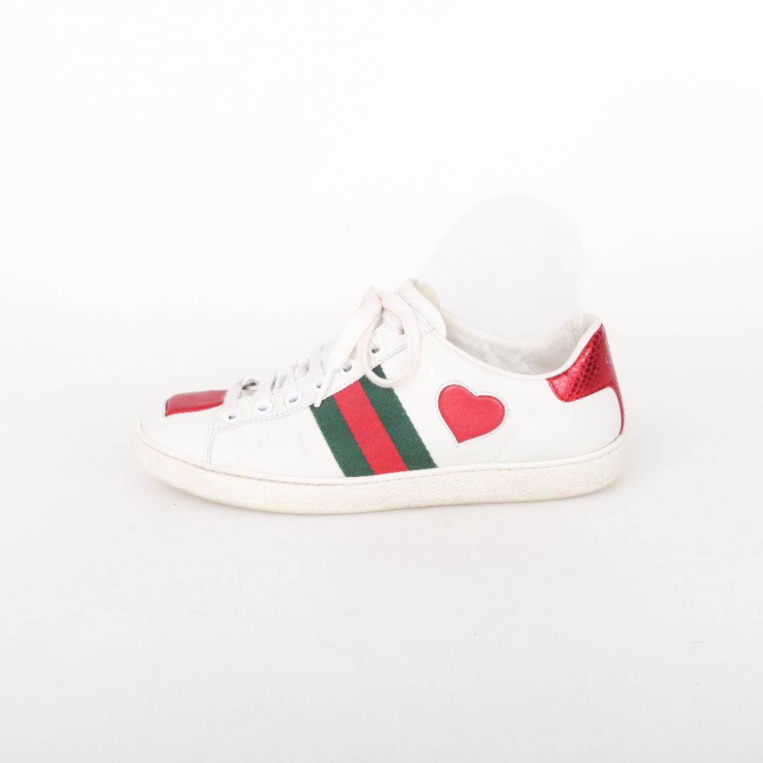 Gucci Leather 'Ace' Heart Sneakers Size 34.5
