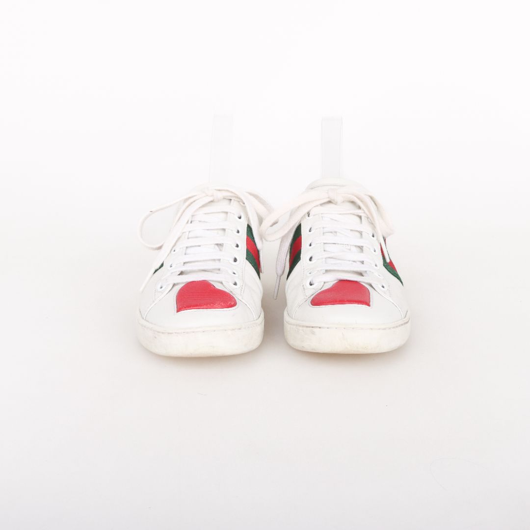 Gucci Leather 'Ace' Heart Sneakers Size 34.5