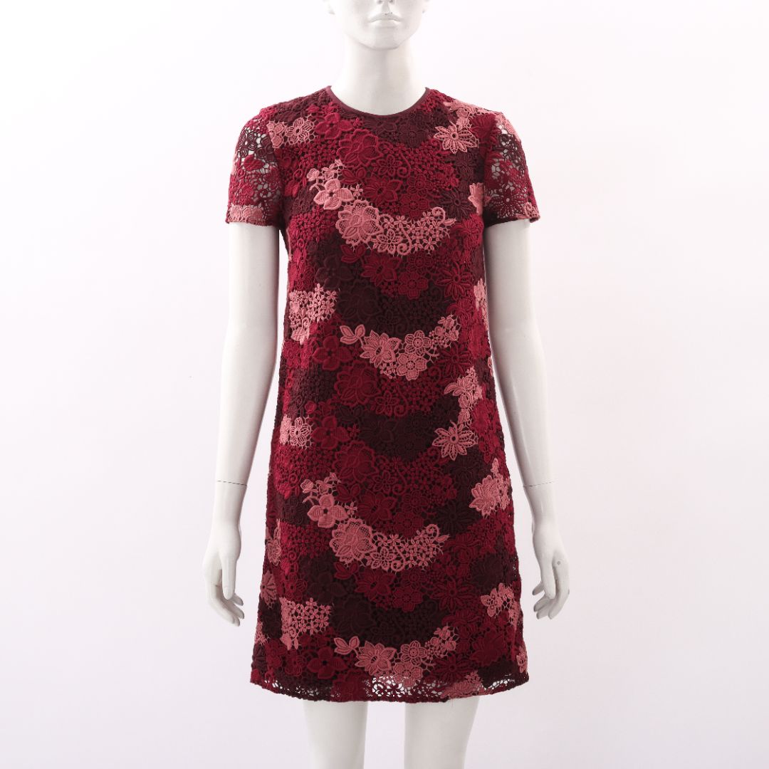 Burberry Embroidered Lace Shift Dress Size UK 4