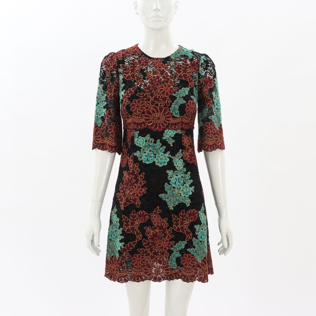 Dolce &amp; Gabbana Floral Lace Mini Dress Size IT 36 | AU 4-6