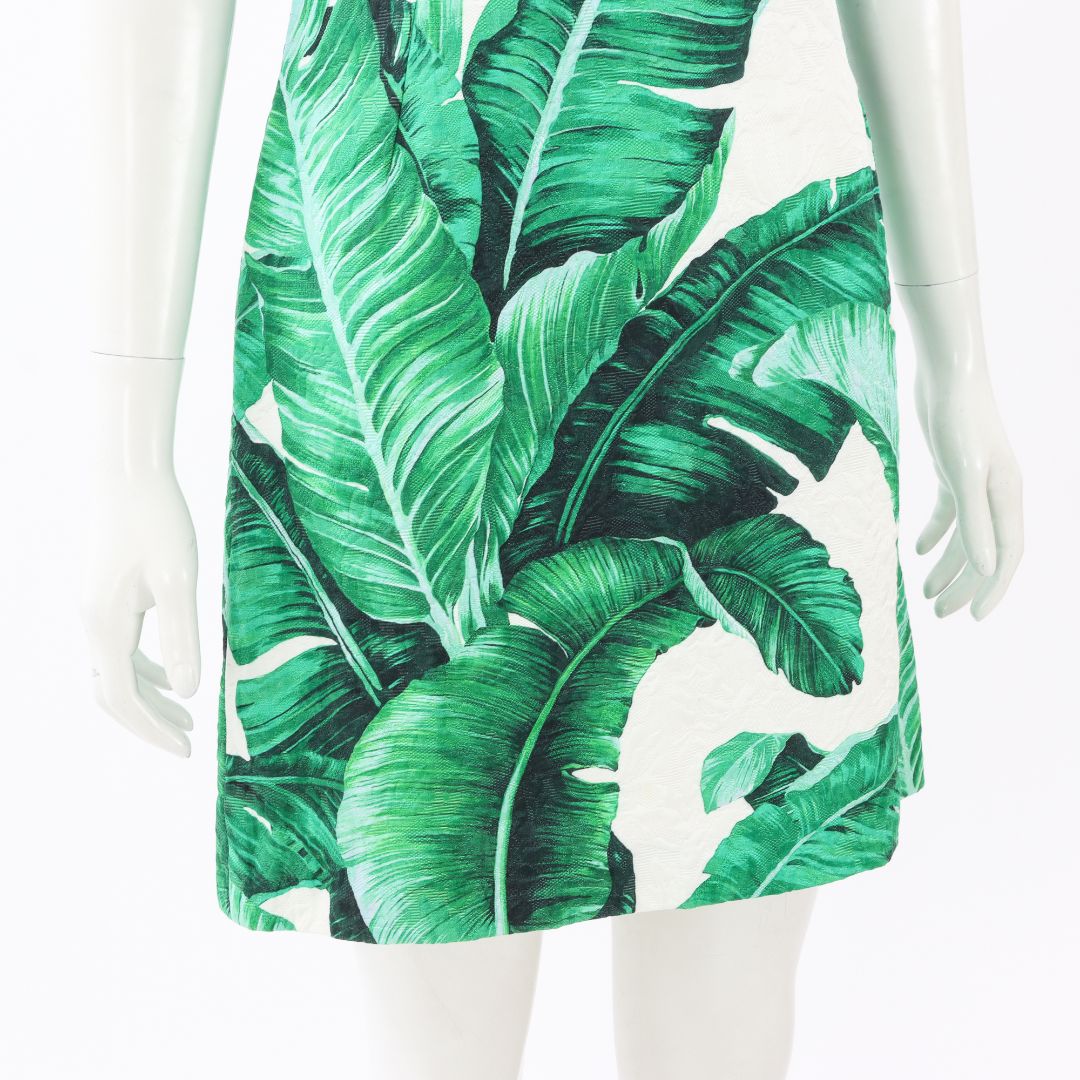Dolce &amp; Gabbana Leaf Print Sheath Dress Size IT 36 | AU 4-6