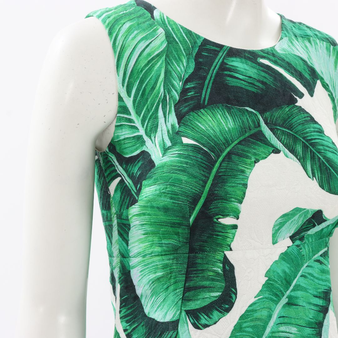 Dolce &amp; Gabbana Leaf Print Sheath Dress Size IT 36 | AU 4-6