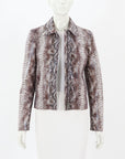 Hugo Boss Snake Print Lamb Leather Jacket Size FR 34 | AU 6