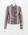 Hugo Boss Snake Print Lamb Leather Jacket Size FR 34 | AU 6
