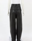 Michael Lo Sordo Pleated Leather Wide Leg Trousers Size 8