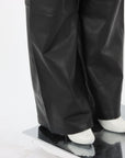 Michael Lo Sordo Pleated Leather Wide Leg Trousers Size 8