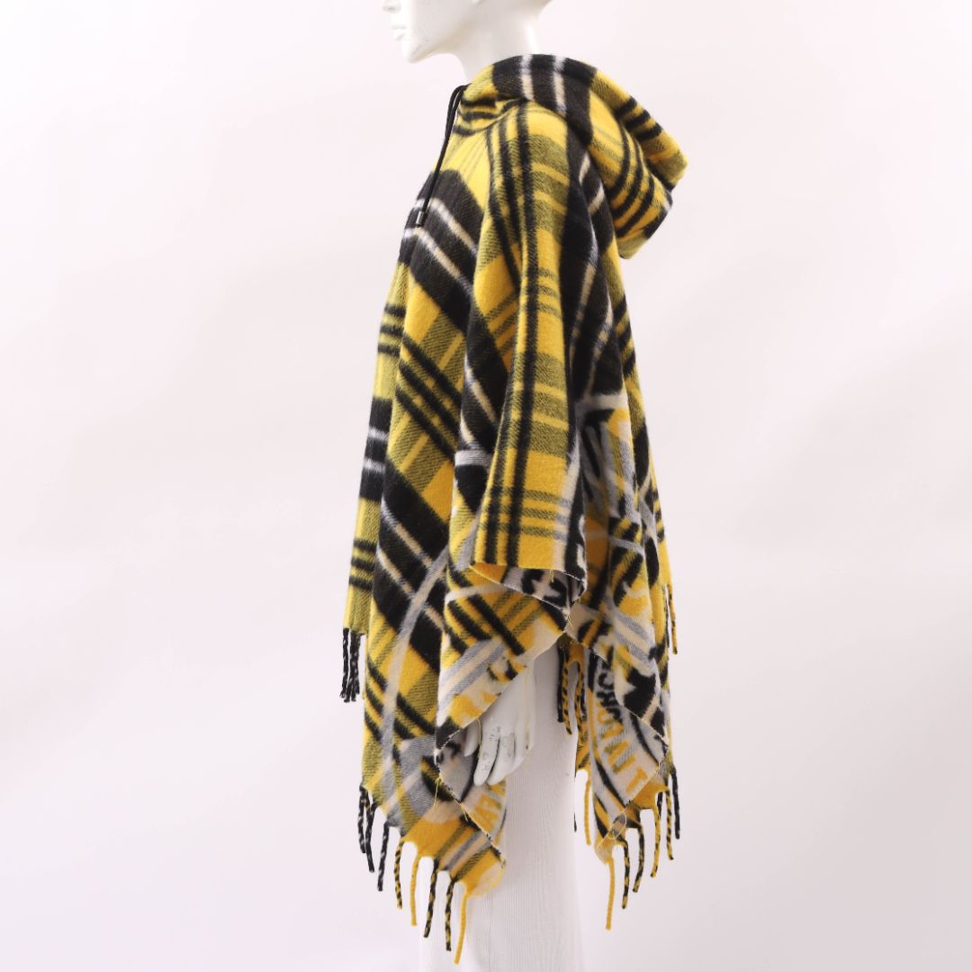 Christian Dior Plaid Fringe Hem Poncho One Size