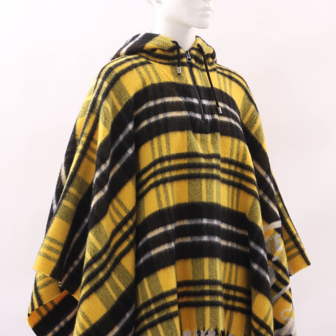 Christian Dior Plaid Fringe Hem Poncho One Size