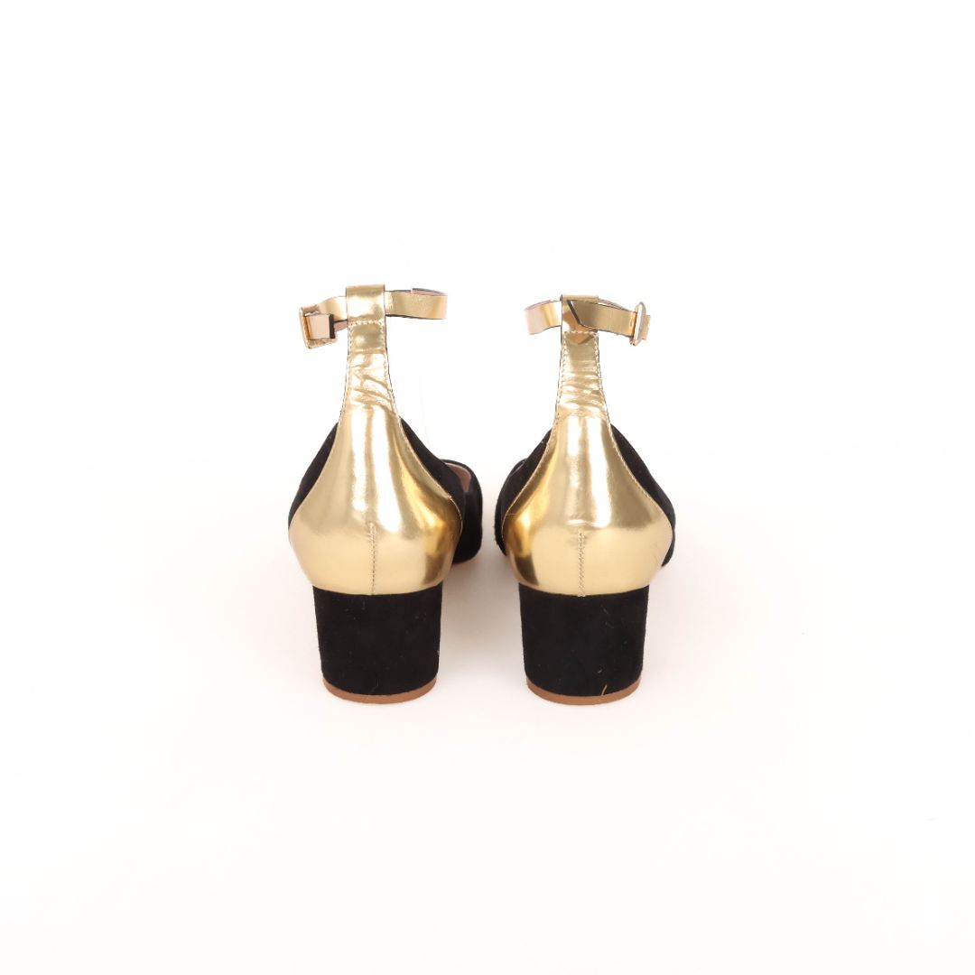 Chloe Suede & Gold Leather Pumps Size 37.5