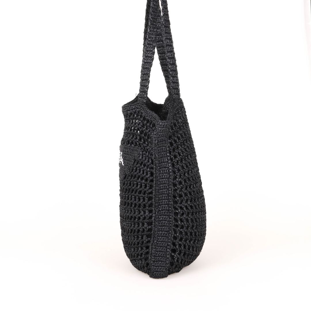 Prada Raffia Logo Tote Bag