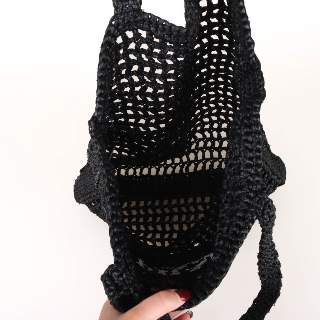 Prada Raffia Logo Tote Bag