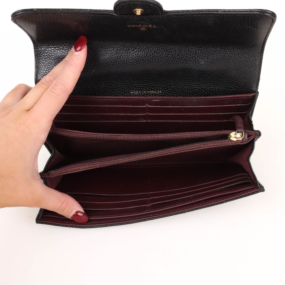 Chanel Caviar Leather Classic Flap Long Wallet