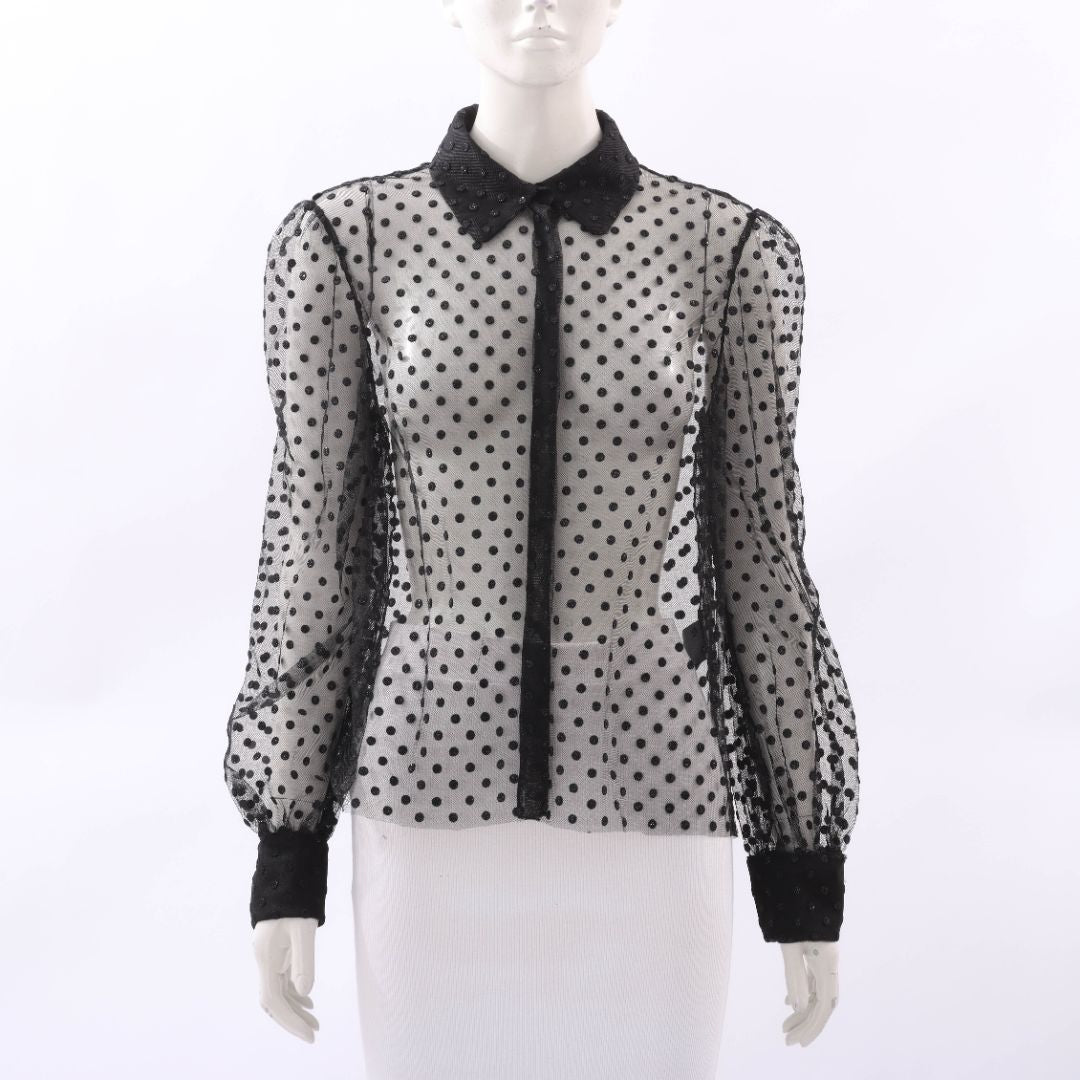 Scanlan Theodore Sheer Polka Dot Top Size 12