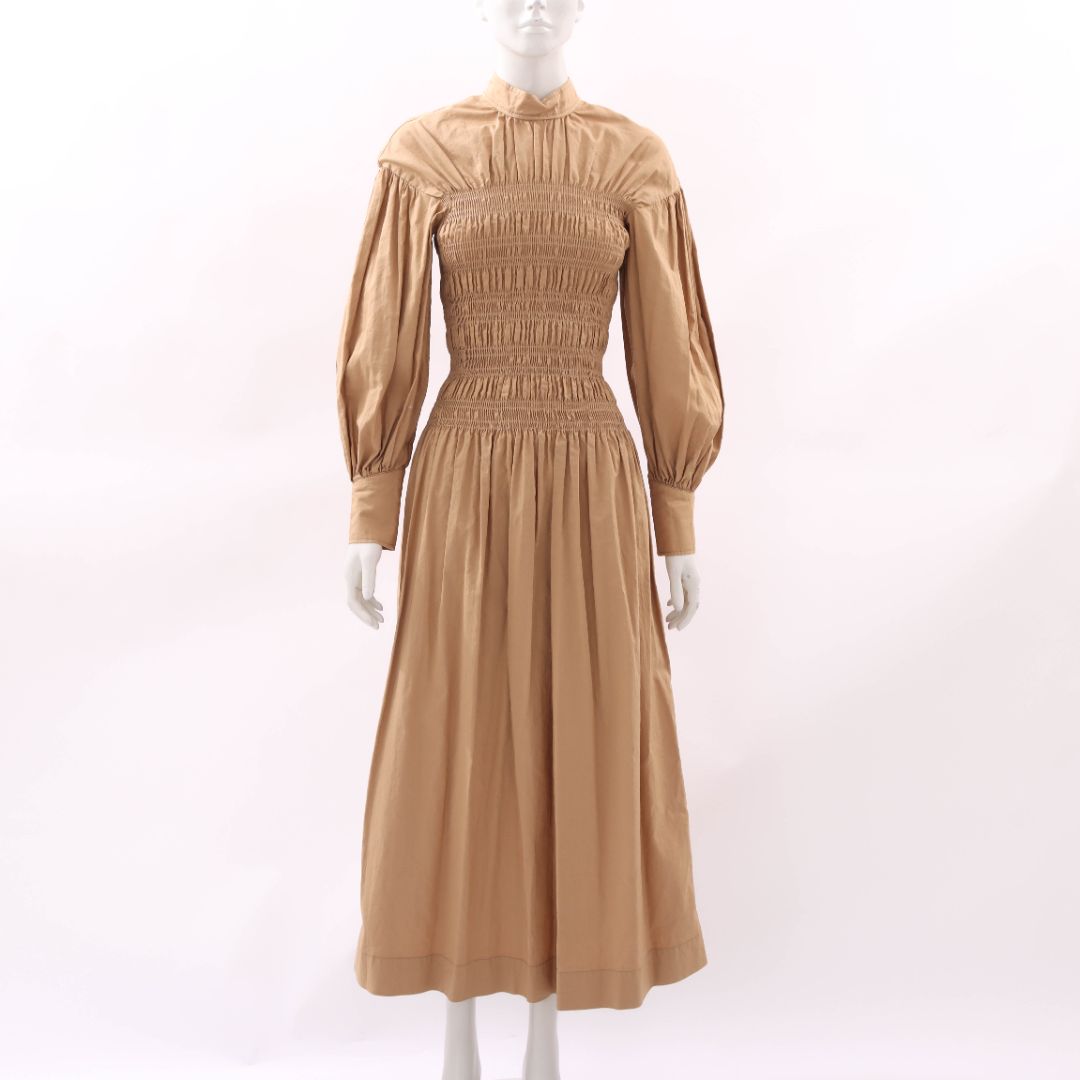 Ganni Ruched Long Day Dress Size 34 | AU 6