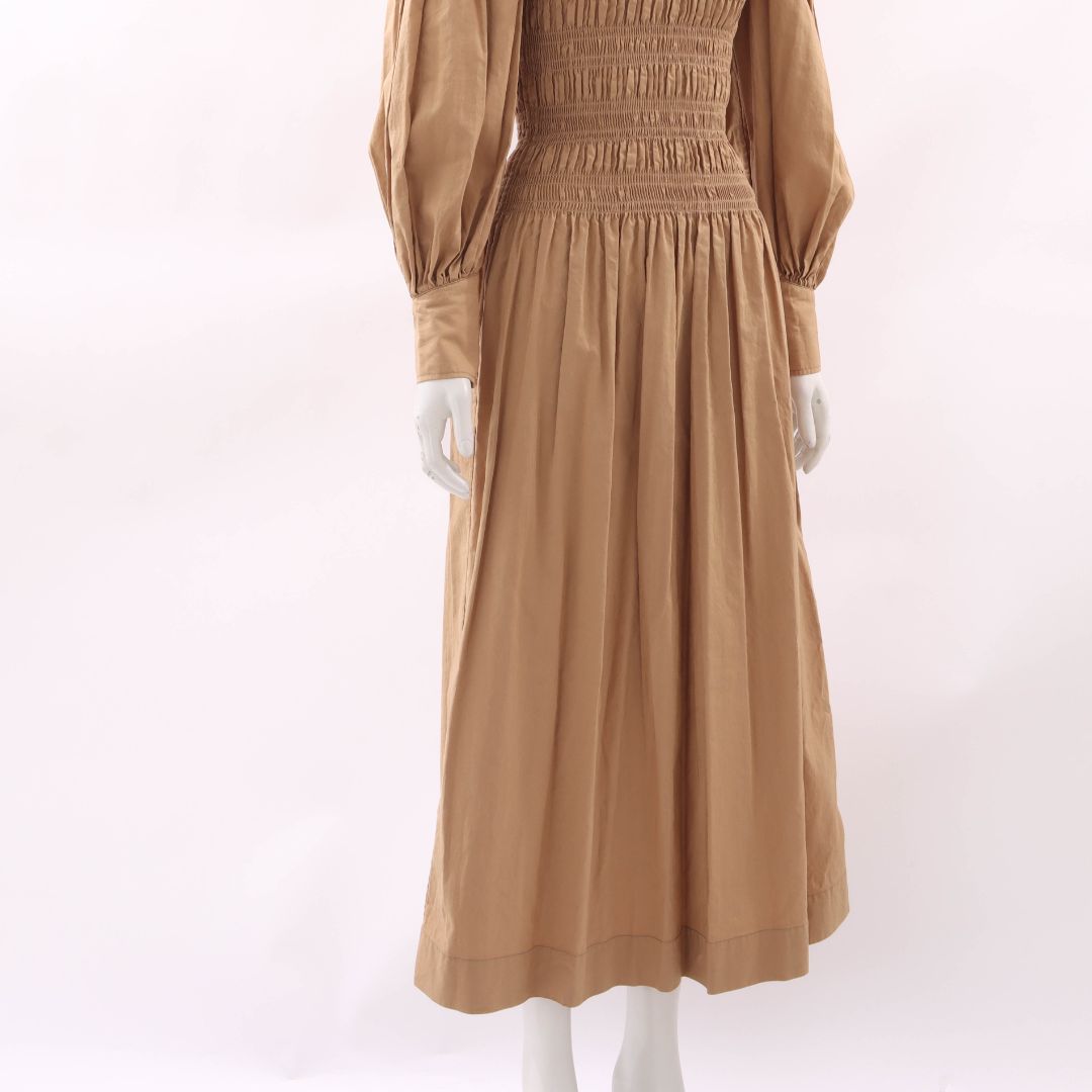 Ganni Ruched Long Day Dress Size 34 | AU 6