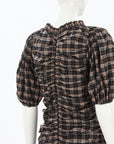 Ganni Seersucker Ruched Dress Size 38 | AU 10