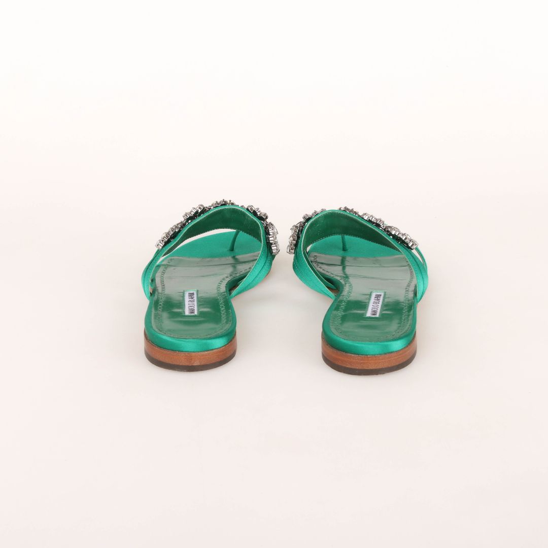 Manolo Blahnik Satin Jewelled Sandals Size 42