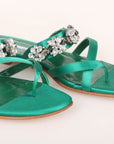 Manolo Blahnik Satin Jewelled Sandals Size 42