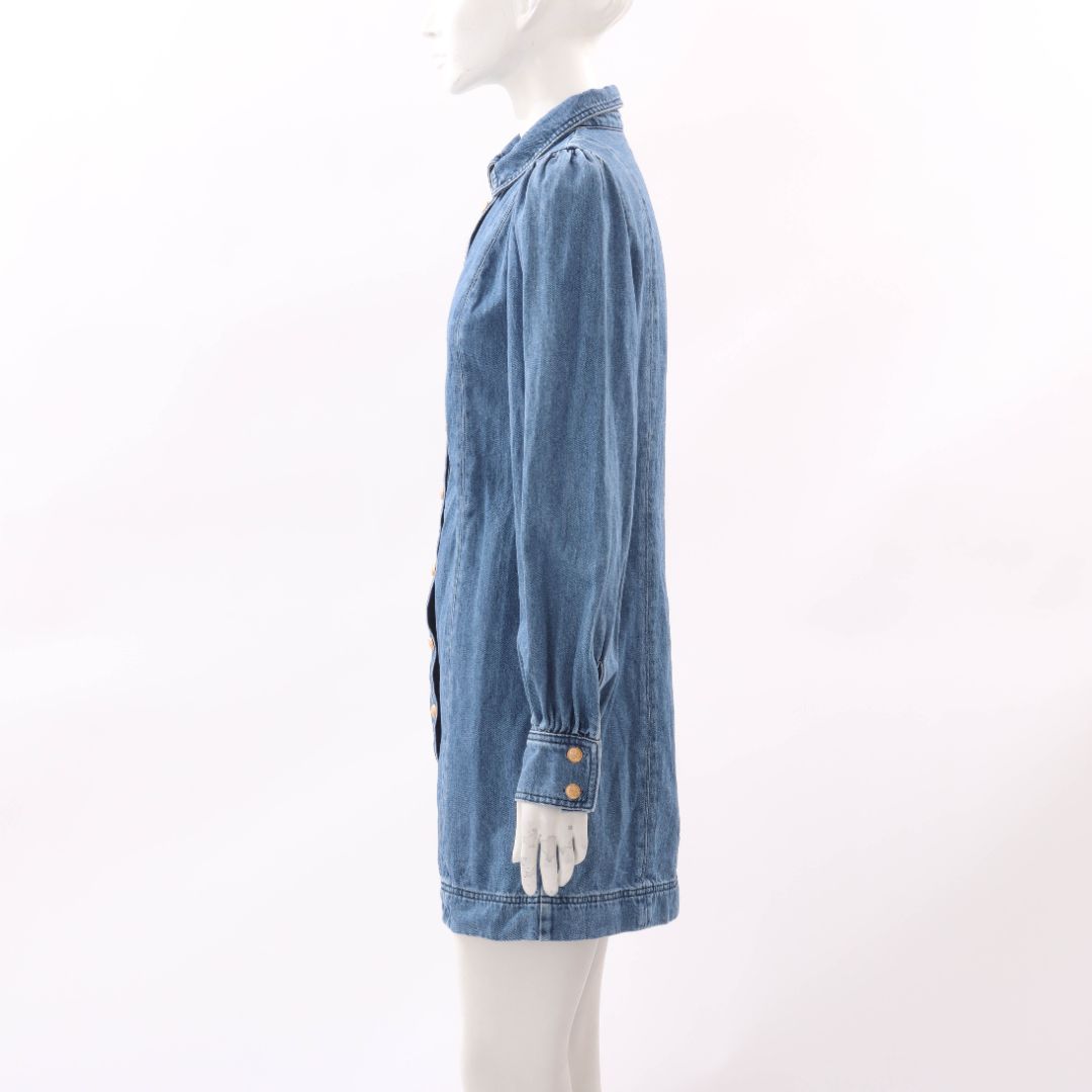 Sezane Denim Long Sleeve Mini Dress Size FR 36 | AU 8