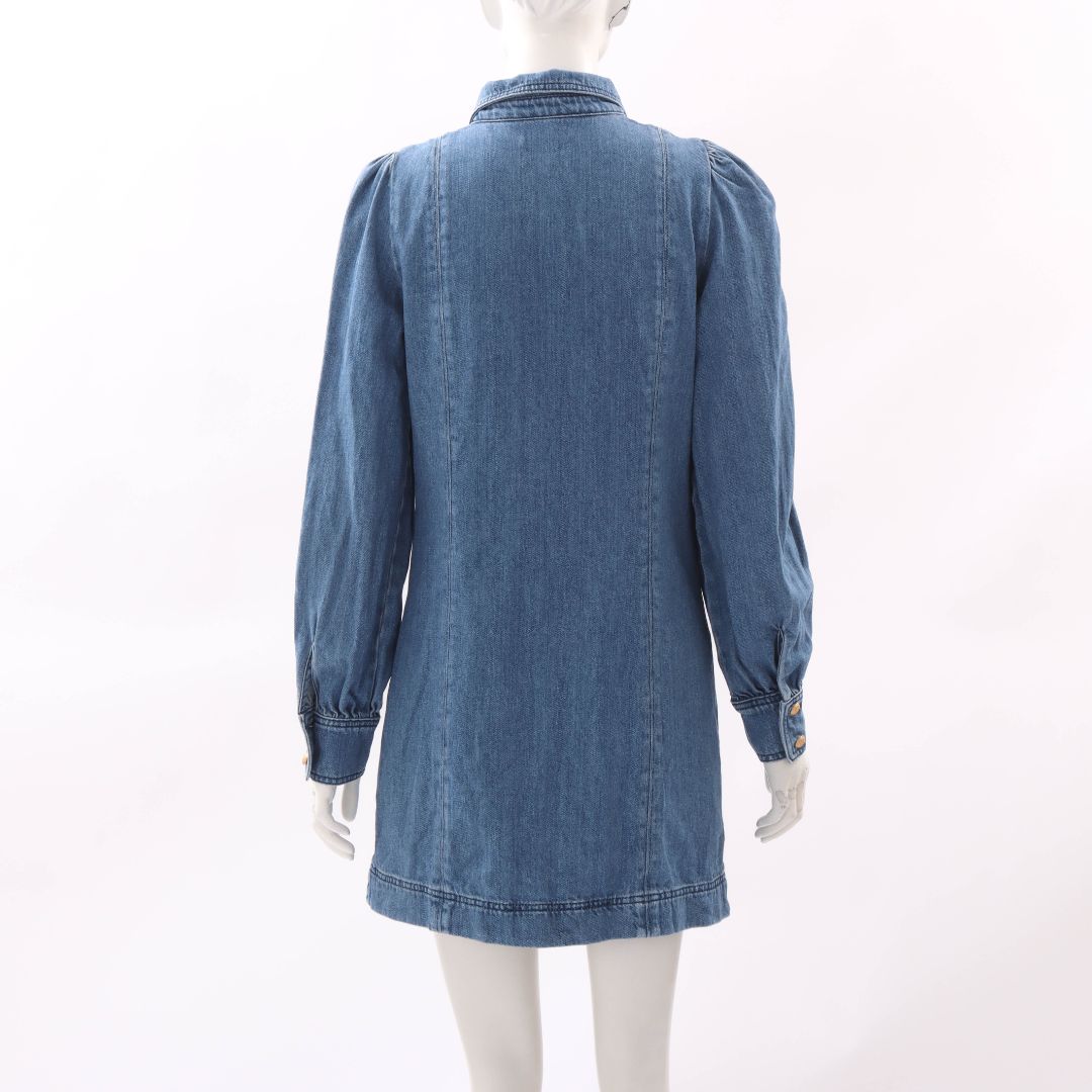 Sezane Denim Long Sleeve Mini Dress Size FR 36 | AU 8
