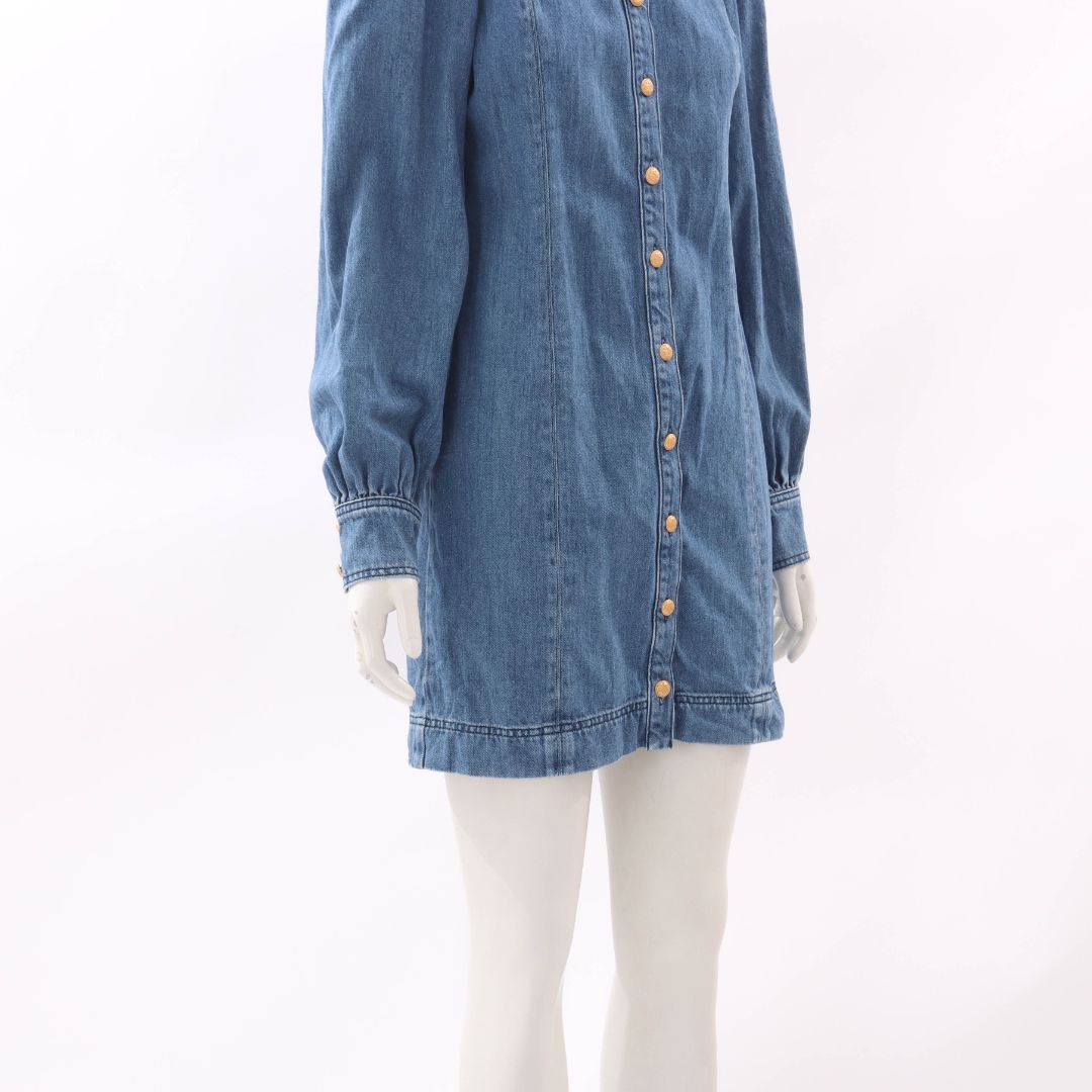 Sezane Denim Long Sleeve Mini Dress Size FR 36 | AU 8