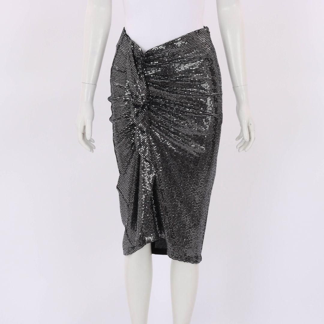 Isabel Marant Etoile Dolene Ruched Metallic Midi Skirt FR 38 | AU 10