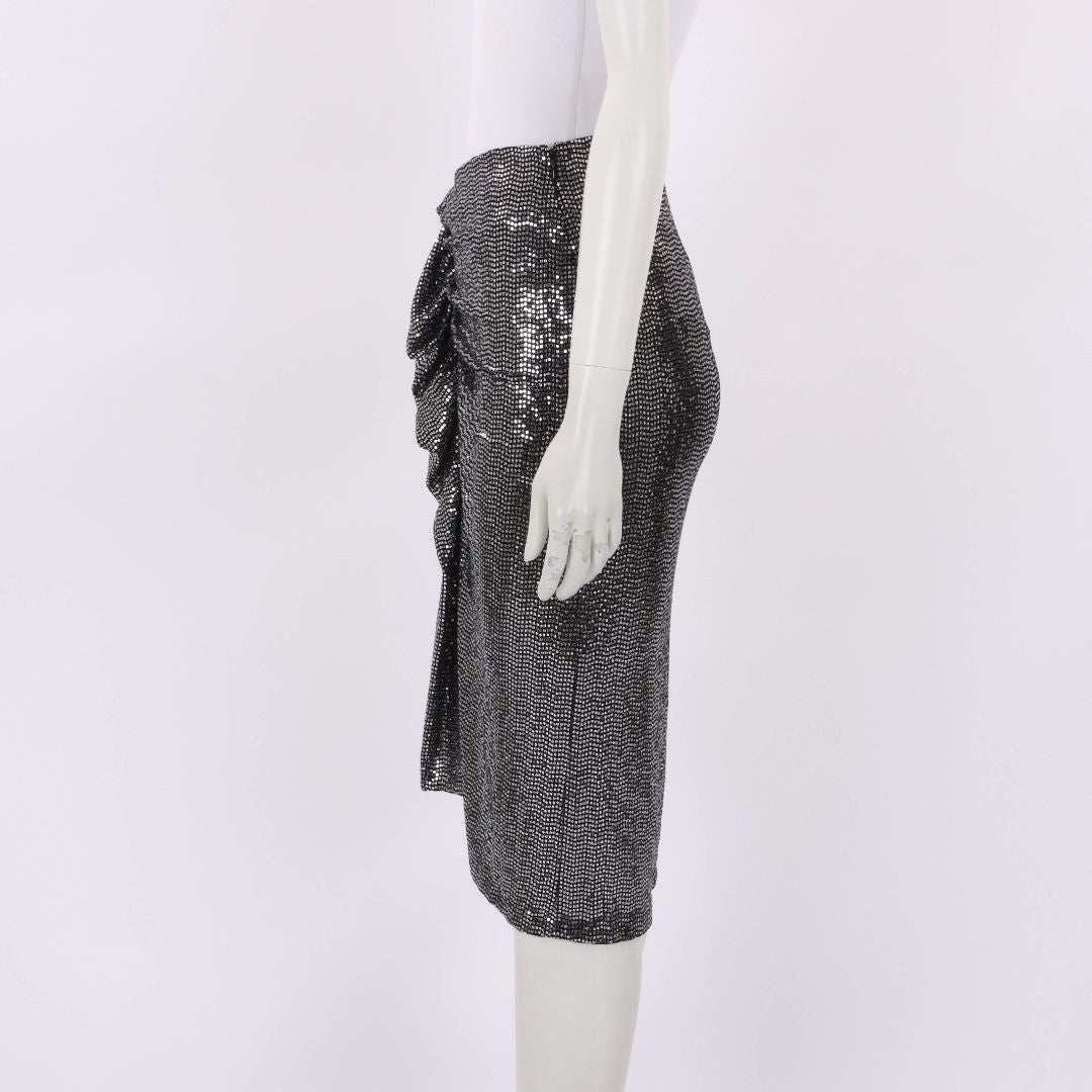 Isabel Marant Etoile Dolene Ruched Metallic Midi Skirt FR 38 | AU 10