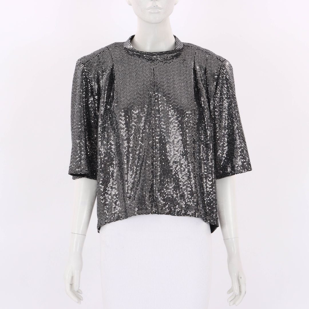 Isabel Marant Etoile Defi Paillette Embellished Stretch Knit Top FR 38 | AU 10