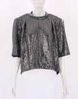 Isabel Marant Etoile Defi Paillette Embellished Stretch Knit Top FR 38 | AU 10
