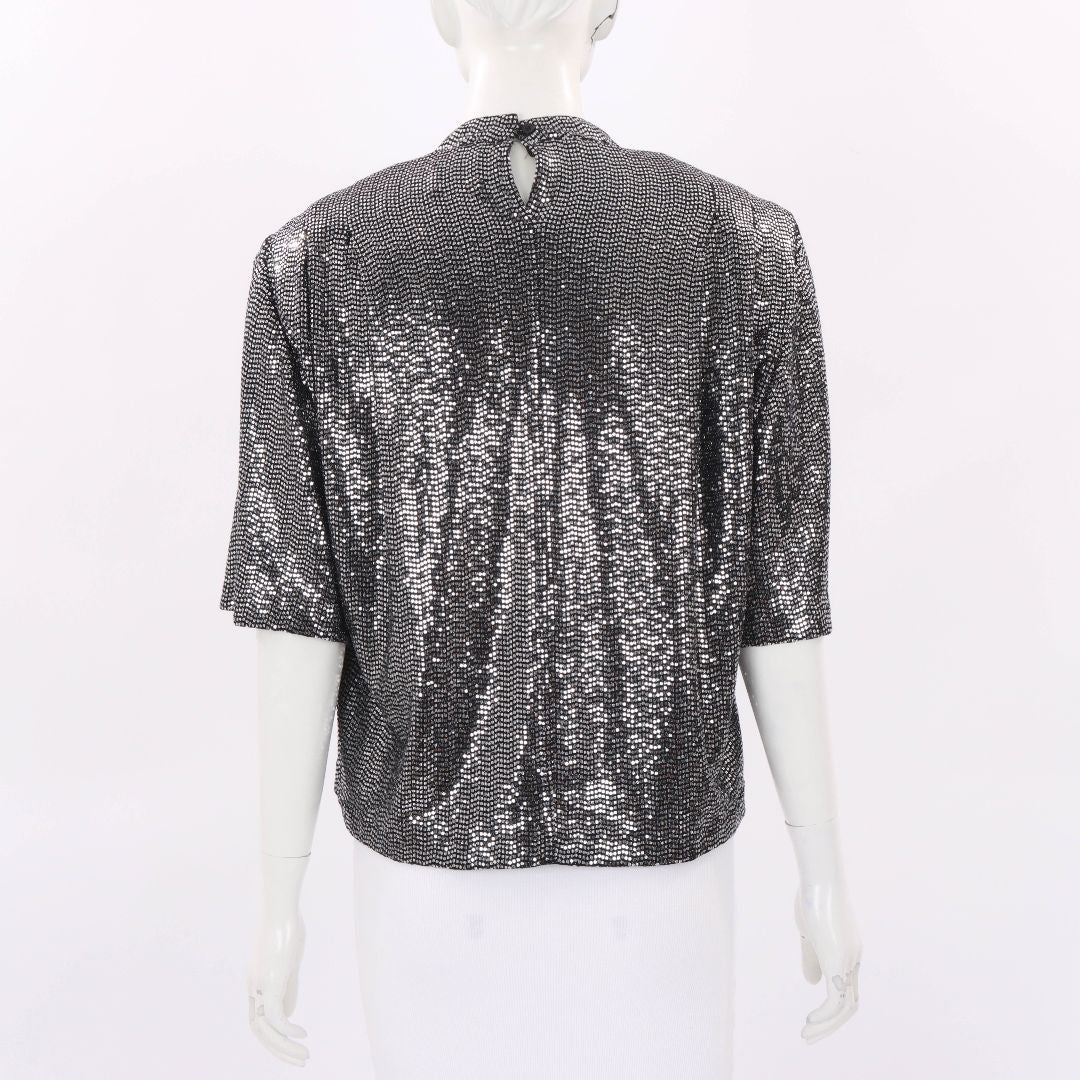 Isabel Marant Etoile Defi Paillette Embellished Stretch Knit Top FR 38 | AU 10