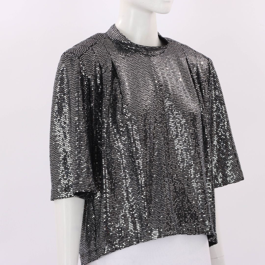 Isabel Marant Etoile Defi Paillette Embellished Stretch Knit Top FR 38 | AU 10
