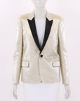 Saint Laurent Metallic Single Breasted Tuxedo Jacket Size FR 40 | AU 12